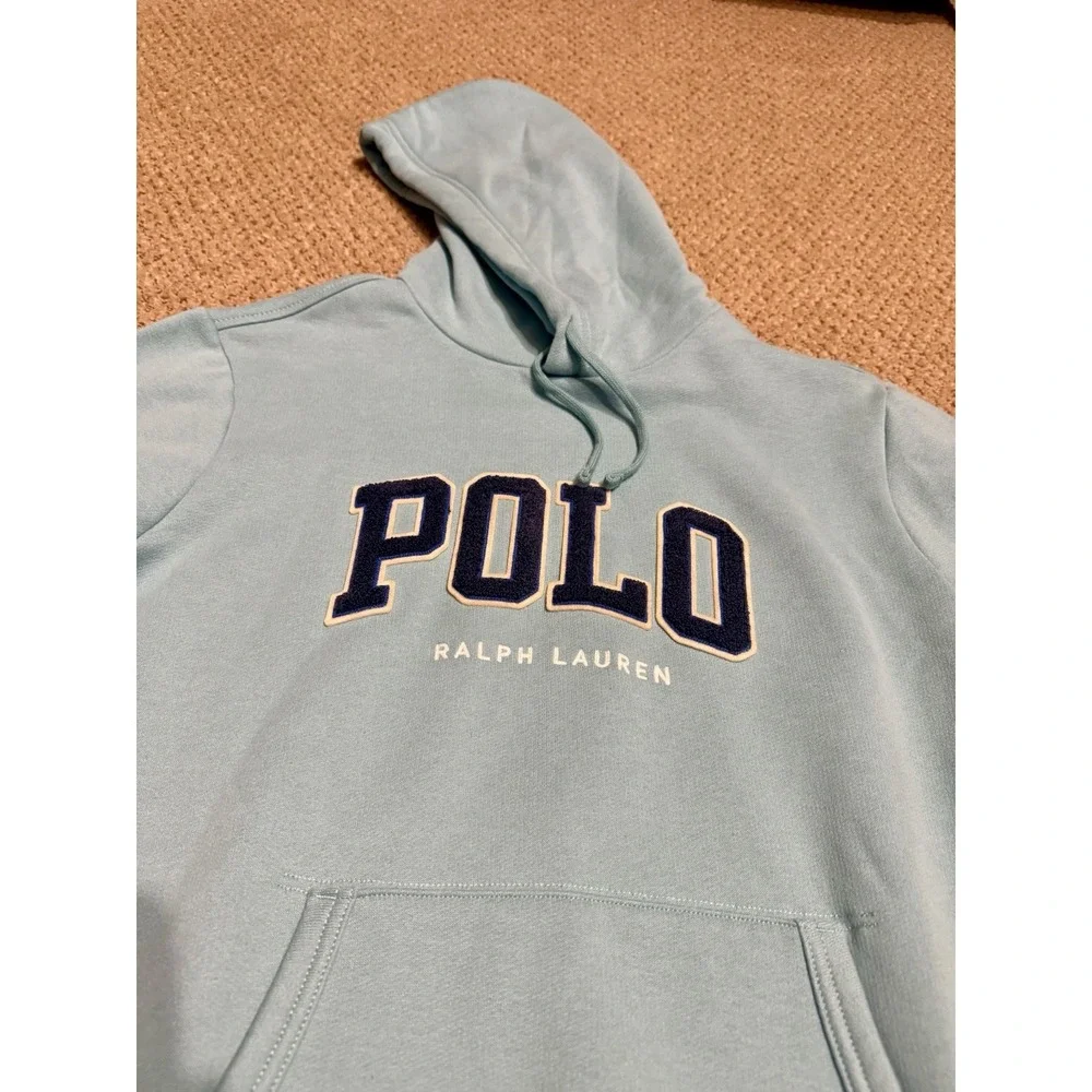 NWT Polo Ralph Lauren The RL Fleece Logo Hoodie in deep seafoam color Mens Small